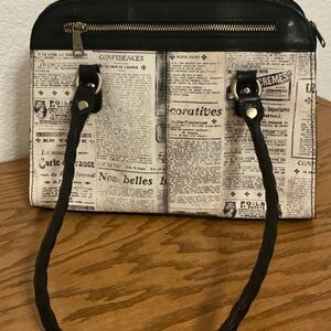 Patricia Nash - Newspaper Print Handbag with Black Accents